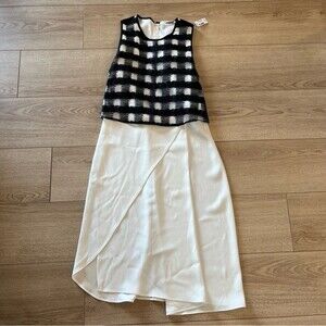 NWT Derek Lam 10Crosby Black White Checkered Silk Sleeveless Dress Size 4